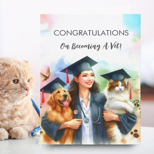 Frau Gratulation Tierärztin Süßer Hund & Katze Karte