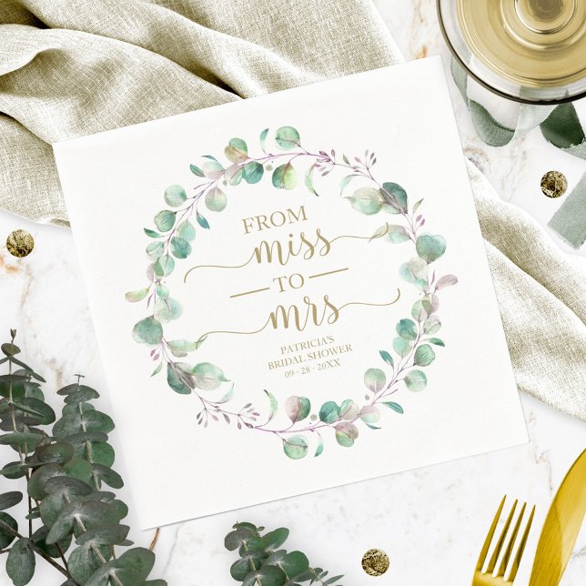 Frau Greenery Eucalyptus Brautparty Napk Serviette (Von Creator hochgeladen)