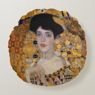 Frau Gustav Klimt geänderter Versions- Rundes Kissen