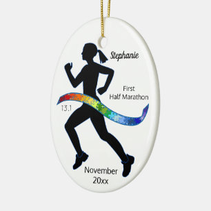Frau Half Marathon Puzzle Ribbon Keramik Ornament