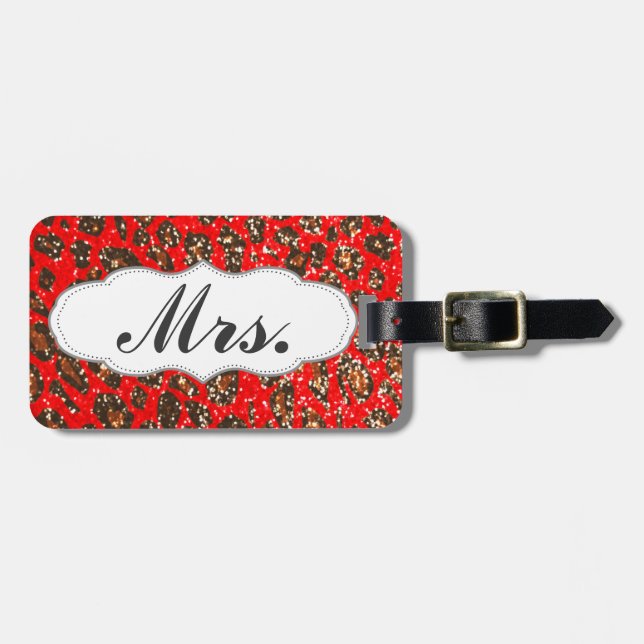 Frau Hälfte von Mr. & Mrs. Gepäckanhänger Red Leop (Vorderseite horizontal)