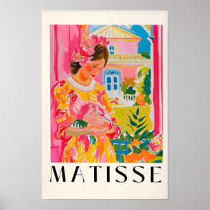 Frau hält ein Huhn, Matisse Druck, Cowgirl Ar Poster