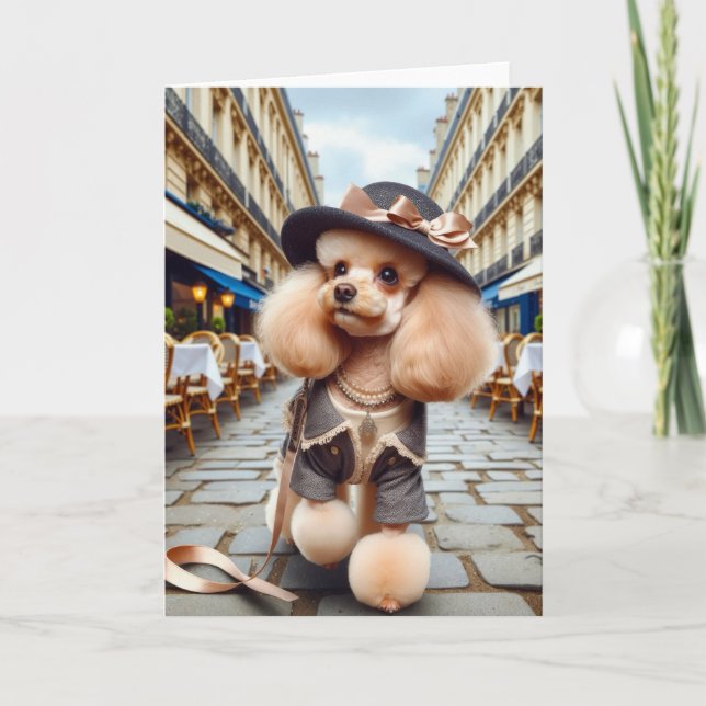 Frau Harris a Poodle in Paris Karte (Vorderseite)