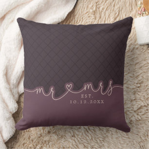 Frau Heart Script Mute Lila Wedding Pillow Kissen