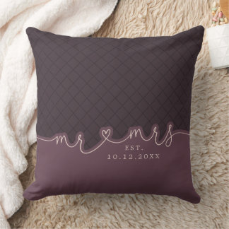 Frau Heart Script Mute Lila Wedding Pillow Kissen
