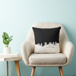 Frau Heart Script Schwarz-weiß Wedding Pillow Kissen