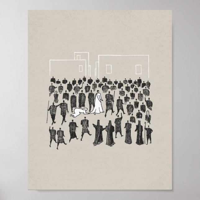 Frau heilt am Rande Jesu’ Kleides Poster (Vorne)