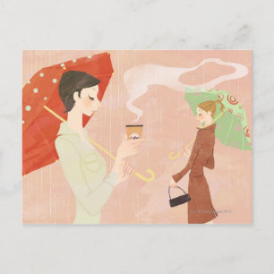 Frau Holding-Kaffee Postkarte