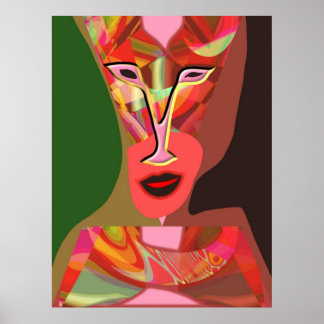 Frau hört heiße Musik Poster