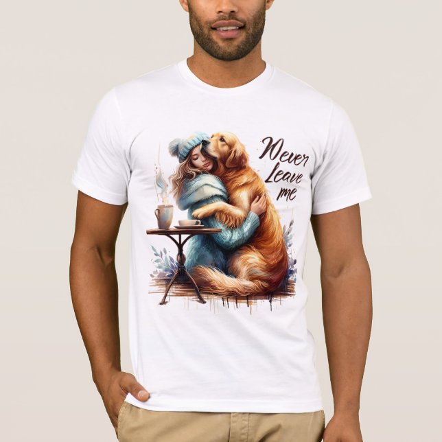 Frau Hugging Dog T-Shirt (Vorderseite)