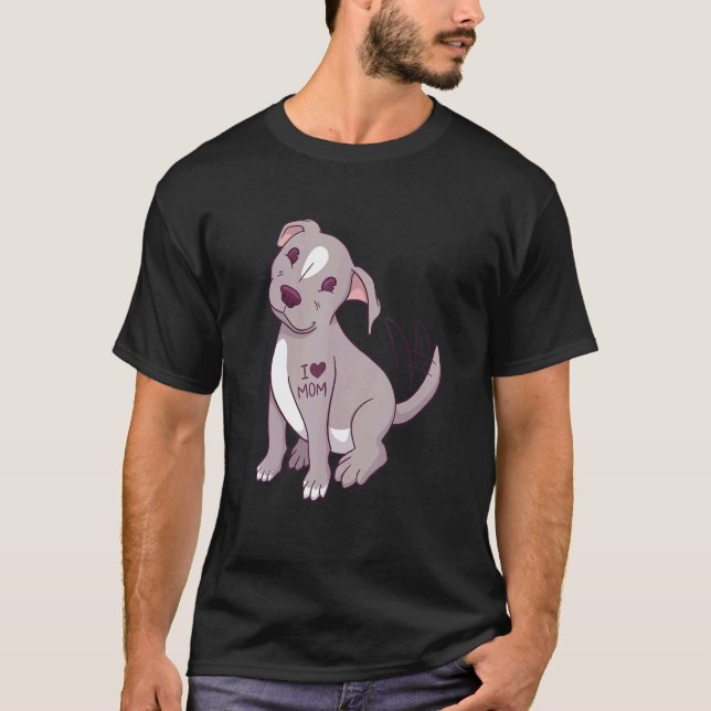 Frau I Liebe Mama Pibull Dog T-Shirt (Vorderseite)