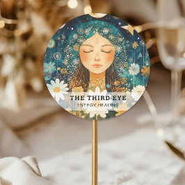 Frau Illustration Energie Heiler Reiki Spirituell Runder Aufkleber