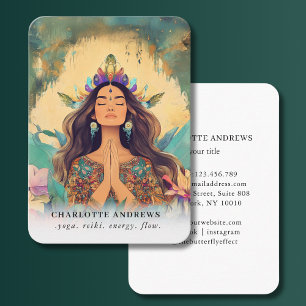 Frau Illustration Energie Heiler Reiki Spirituell Visitenkarte
