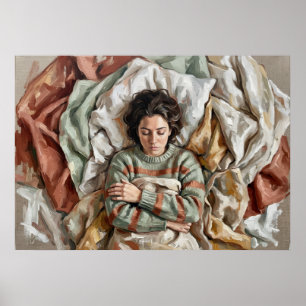 Frau im Bett Figuratives Poster