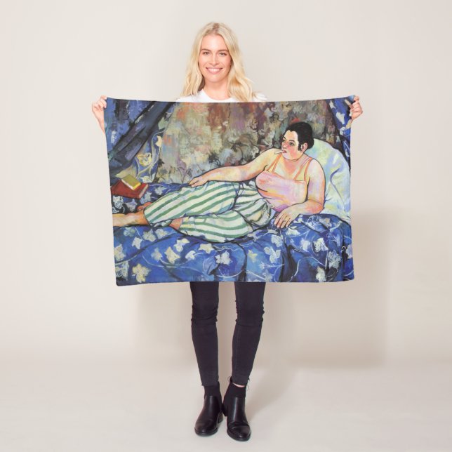 Frau im blauen Schlafzimmer (von Suzanne Valadon) Fleecedecke (Beispiel)