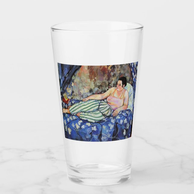Frau im blauen Schlafzimmer (von Suzanne Valadon) Glas (Vorderseite)