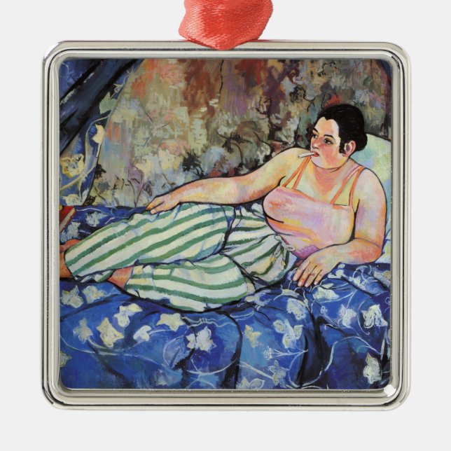 Frau im blauen Schlafzimmer (von Suzanne Valadon) Ornament Aus Metall (Vorne)
