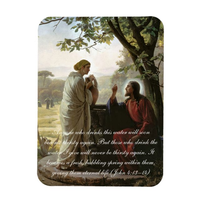 Frau im Brunnen, religiös Magnet (Vertikal)