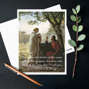 Frau im Brunnen, religiös Postkarte