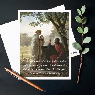 Frau im Brunnen, religiös Postkarte