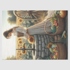 Frau im Brunnen Sonnenblumen 1 Gewebepapier Seidenpapier