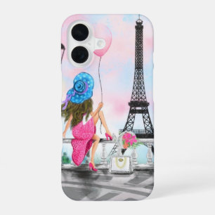 Frau im Eiffelturm in Paris iPhone 16 Hülle