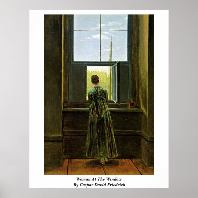 Frau im Fenster von Caspar David Friedrich Poster (Vorne)