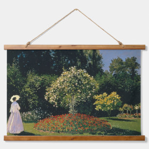 Frau im Garten - Claude Monet Wandteppich Mit Holzrahmen