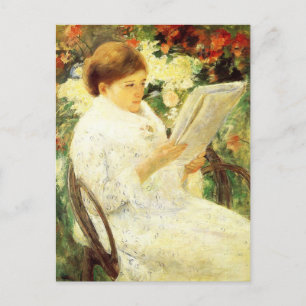 Frau im Garten lesen von Mary Cassatt Postcard Postkarte