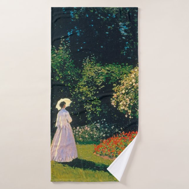 Frau im Garten, Monet Badehandtuch (Badehandtuch)