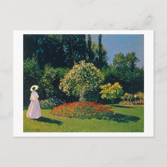 Frau im Garten, Monet Postkarte (Vorderseite)