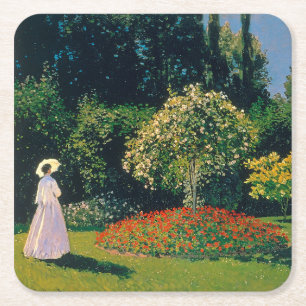 Frau im Garten, Monet Rechteckiger Pappuntersetzer
