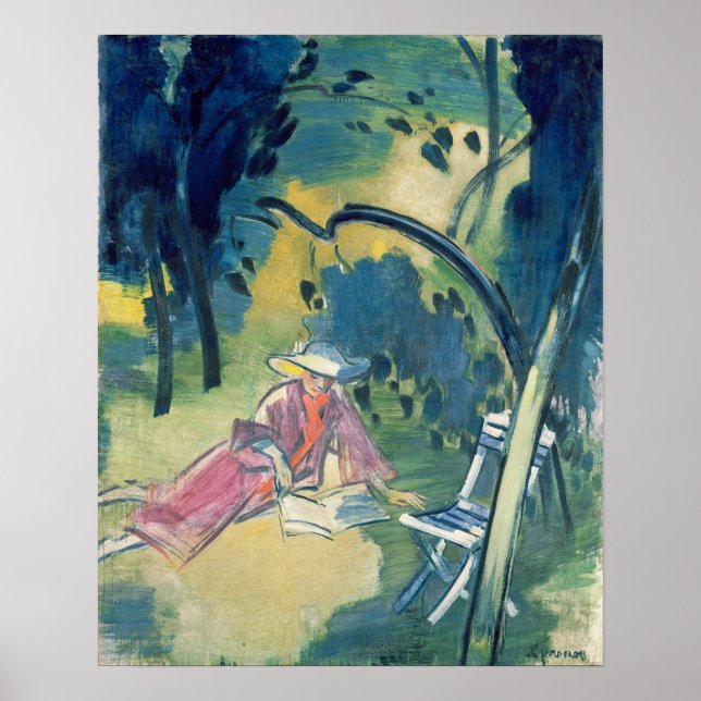 Frau im Garten Poster (Vorne)