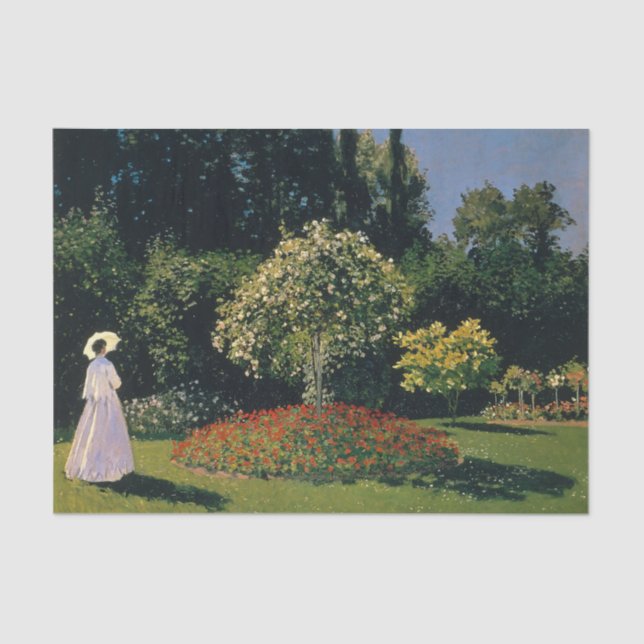 Frau im Garten von Claude Monet Seidenpapier (Vorderseite)