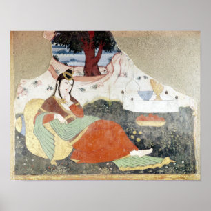 Frau im Garten von Shah Abbas I Poster