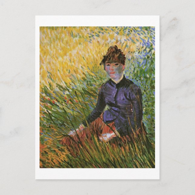 Frau im Grass Van Gogh Fine Art Postkarte (Vorderseite)