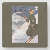 Frau im grünen Skifahren Poster