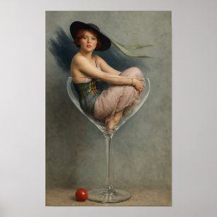Frau im Martiniglas Poster