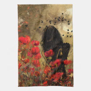 Frau im Mohnfeld Küchentuch