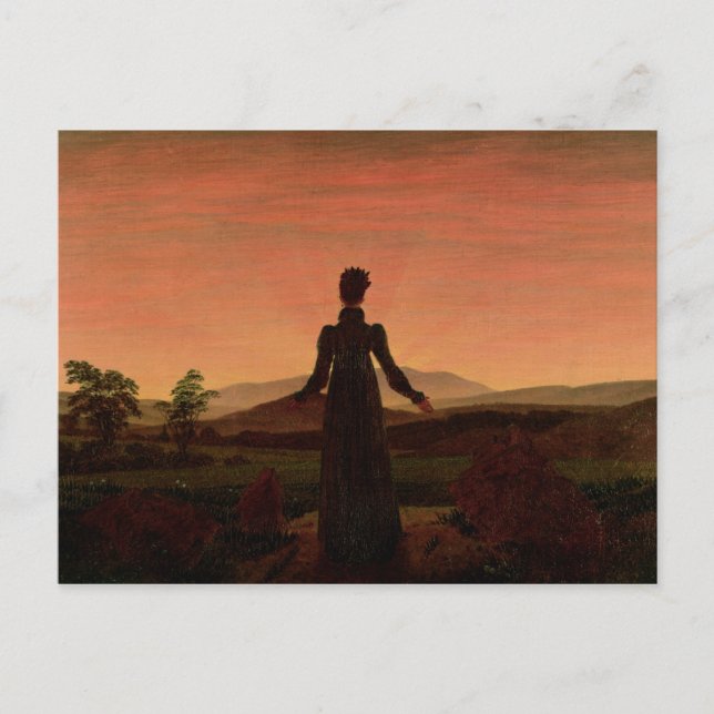 Frau im Morgengrauen Postkarte (Vorderseite)