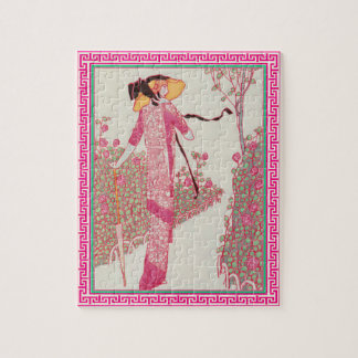 Frau im rosa Puzzlespiel Puzzle