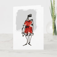 Frau im roten Kleid Happy Birthday-Karte