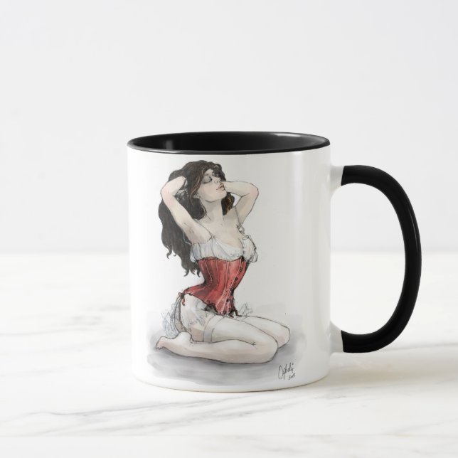 Frau im Roten Korsett Tasse (Rechts)