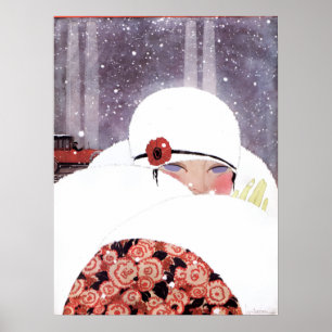 FRAU IM SCHNEE, WINTERSCHÖNHEIT MODE POSTER