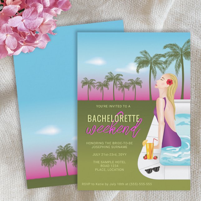 Frau im Schwimmbad Bachelorette Wochenende Einladung (Von Creator hochgeladen)
