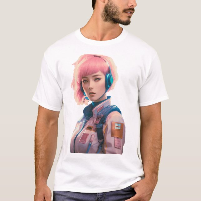 Frau im Science-Fiction-Stil T-Shirt (Vorderseite)
