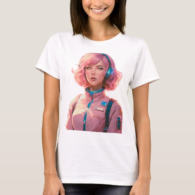 Frau im Science-Fiction-Stil T-Shirt (Vorderseite)