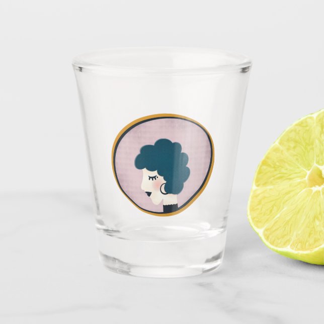 Frau im Spiegel Schnapsglas (Vorderseite)