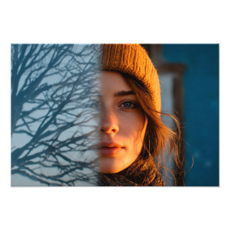 Frau im Strumpf, Wintersee Fotodruck