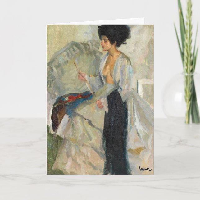 Frau im Studio | Edward Cucuel Karte (Vorderseite)